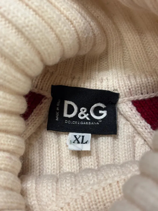 2000s Dolce & Gabbana Avant Garde Red & White Turtleneck Sweater MshCsrl 8