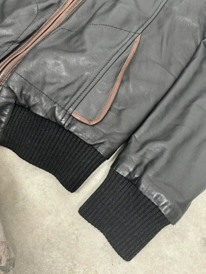 2000s Dolce & Gabbana Aviator Black Shearling Collar Leather Jacket ShVNSqI 5