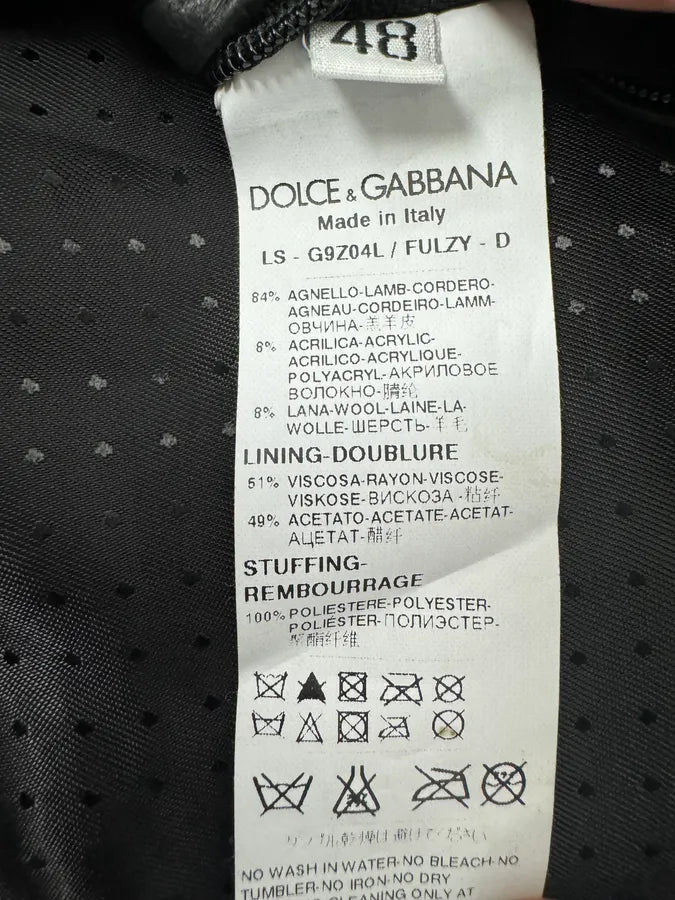 2000s Dolce & Gabbana Aviator Black Shearling Collar Leather Jacket ShVNSqI 10