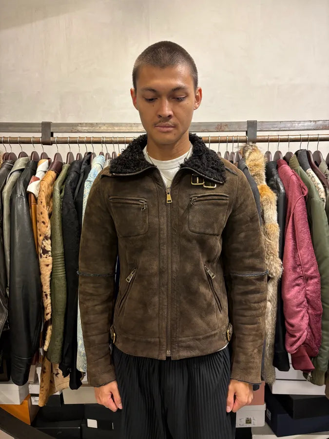 2000s Dolce & Gabbana Aviator Shearling Brown Leather Jacket HZHcqOo 3