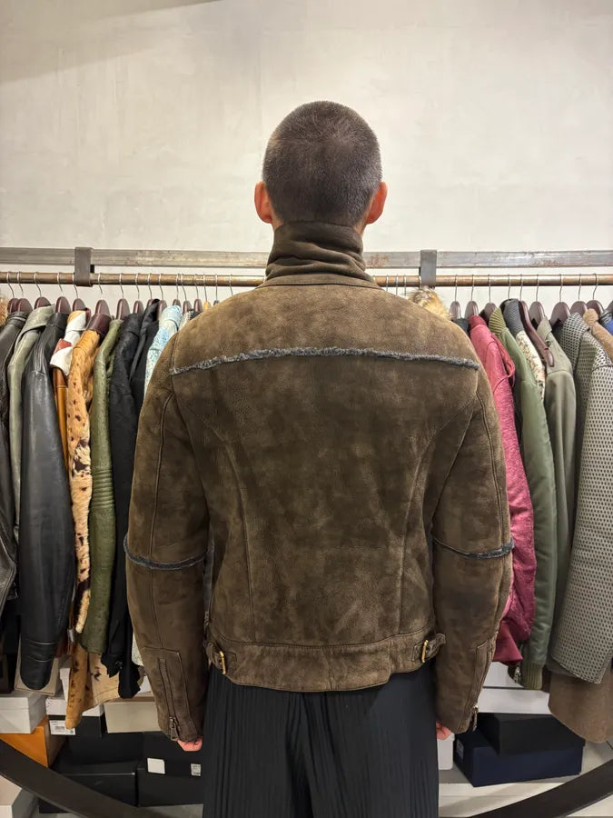 2000s Dolce & Gabbana Aviator Shearling Brown Leather Jacket HZHcqOo 4