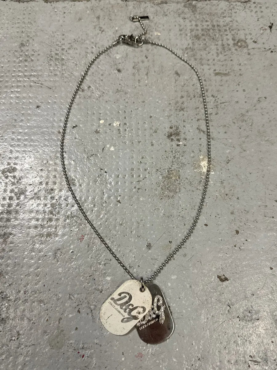 2000s Dolce & Gabbana Ball Chain Dog Tags Necklace KXCubtT 0