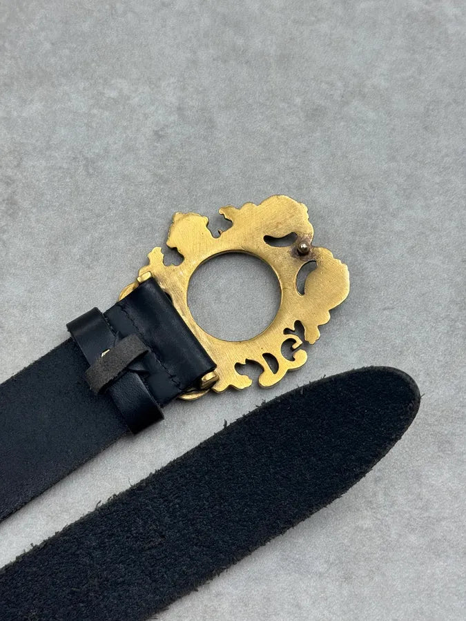 2000s Dolce & Gabbana Baroque Ornamental Black Leather Belt QVwaPBQ 6