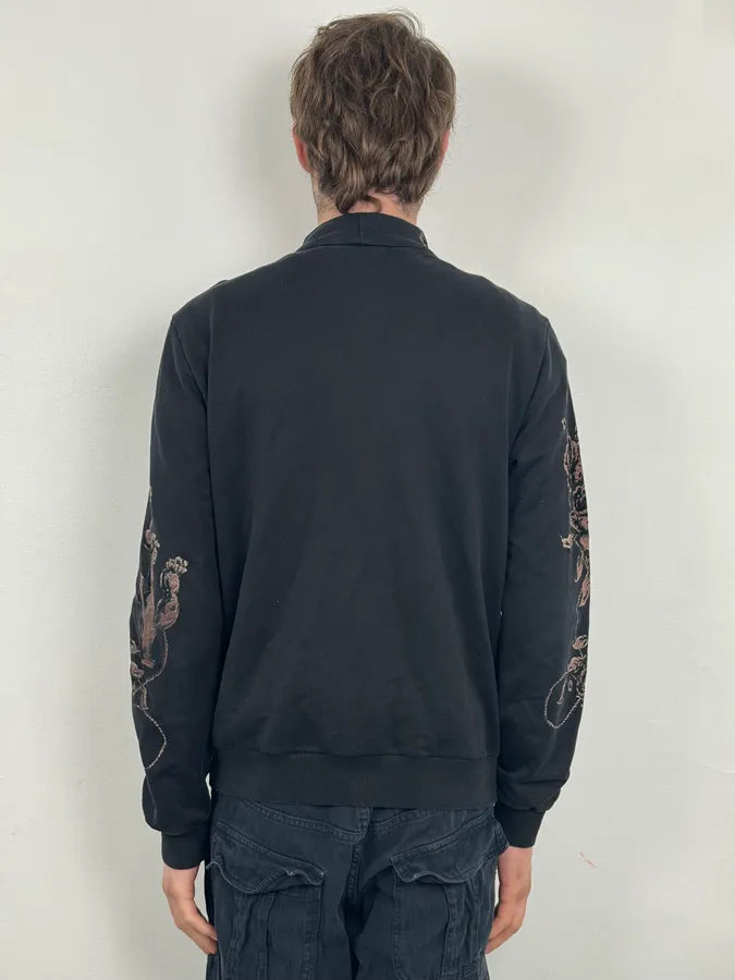 2010s Dolce & Gabbana Black Baroque Floral Print Zip-Up Sweater UcSUmNQ 2