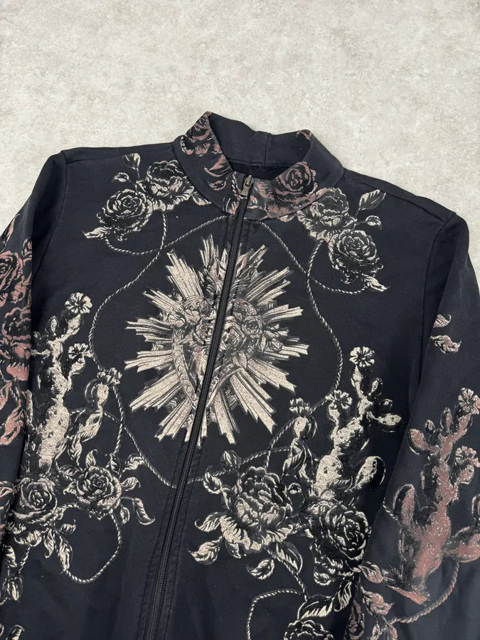 2010s Dolce & Gabbana Black Baroque Floral Print Zip-Up Sweater UcSUmNQ 4