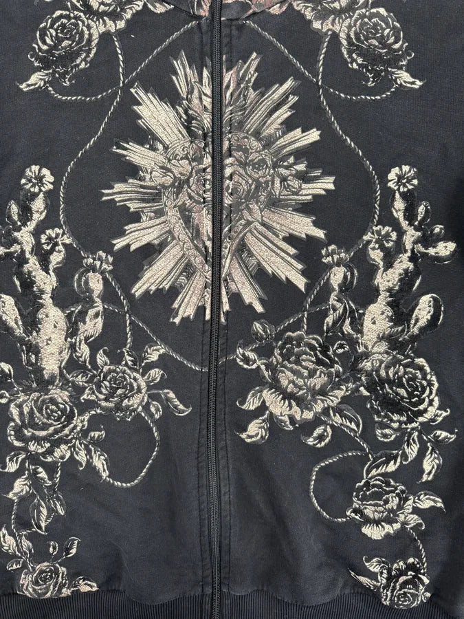 2010s Dolce & Gabbana Black Baroque Floral Print Zip-Up Sweater UcSUmNQ 7