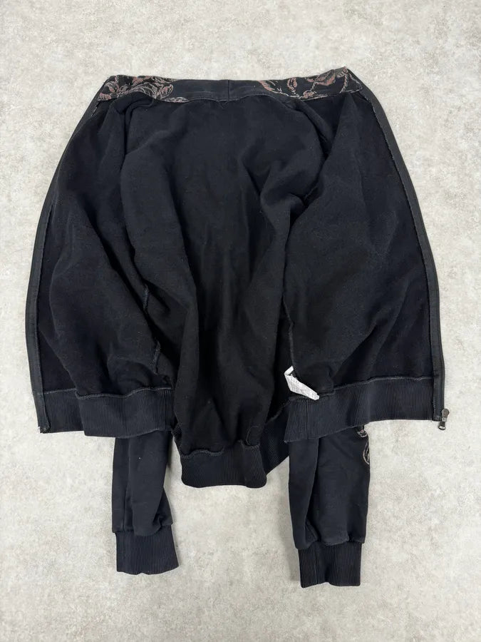 2010s Dolce & Gabbana Black Baroque Floral Print Zip-Up Sweater UcSUmNQ 6