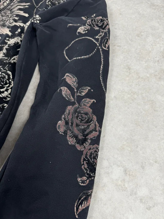 2010s Dolce & Gabbana Black Baroque Floral Print Zip-Up Sweater UcSUmNQ 8