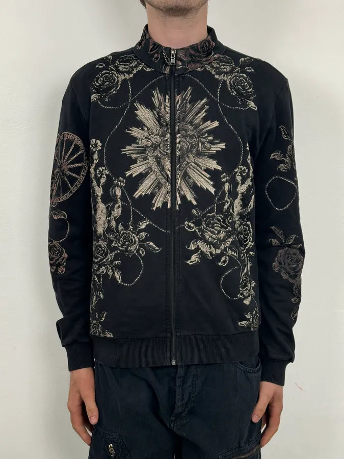 2010s Dolce & Gabbana Black Baroque Floral Print Zip-Up Sweater UcSUmNQ 1