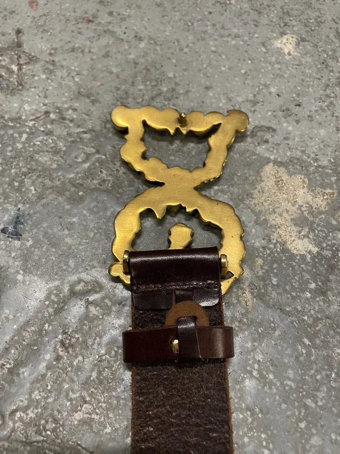 2000s Dolce & Gabbana Baroque Golden Buckle Leather Belt jrWlDVs 8