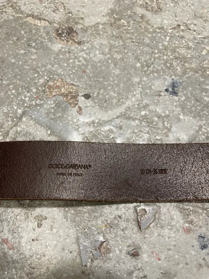 2000s Dolce & Gabbana Baroque Golden Buckle Leather Belt jrWlDVs 9
