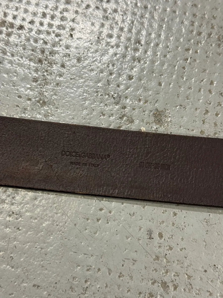 FW2006 Dolce & Gabbana Baroque Golden Buckle Brown Leather Belt xrYqSEO 7