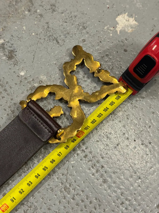 FW2006 Dolce & Gabbana Baroque Golden Buckle Brown Leather Belt xrYqSEO 8