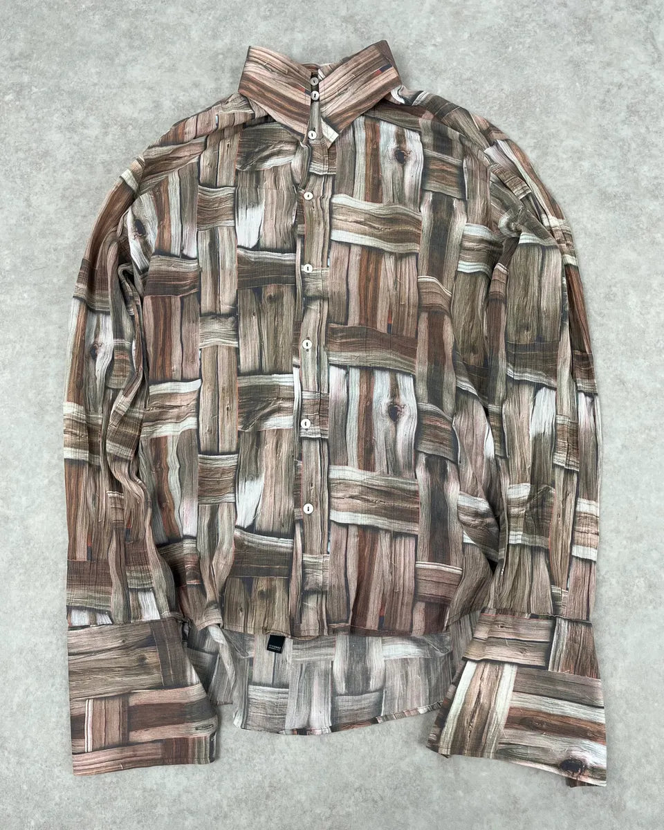 SS2002 Dolce & Gabbana Beige & Brown Abstract Shirt pVVdmxl 1