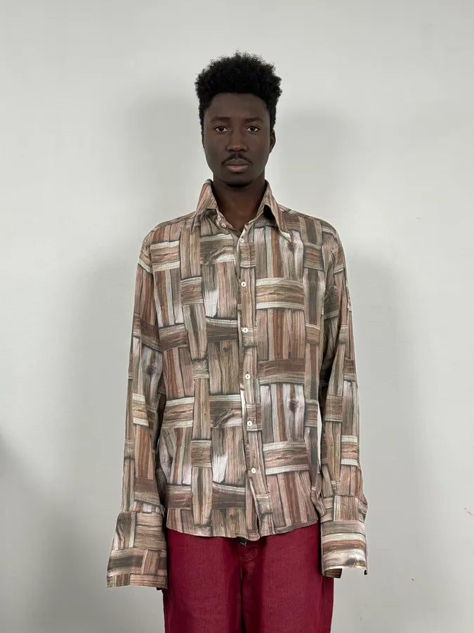 SS2002 Dolce & Gabbana Beige & Brown Abstract Shirt pVVdmxl 2