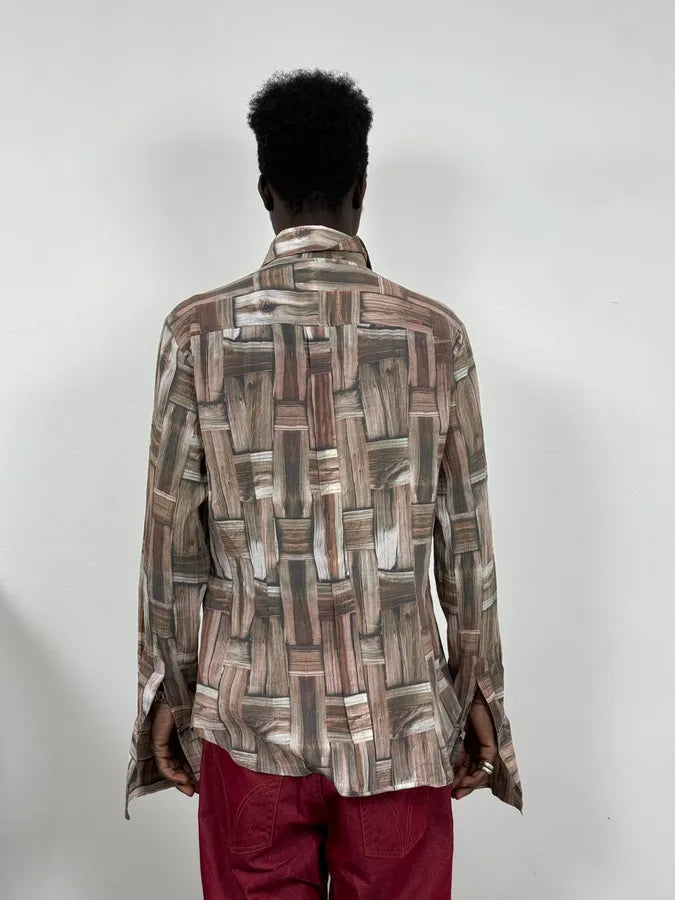 SS2002 Dolce & Gabbana Beige & Brown Abstract Shirt pVVdmxl 3