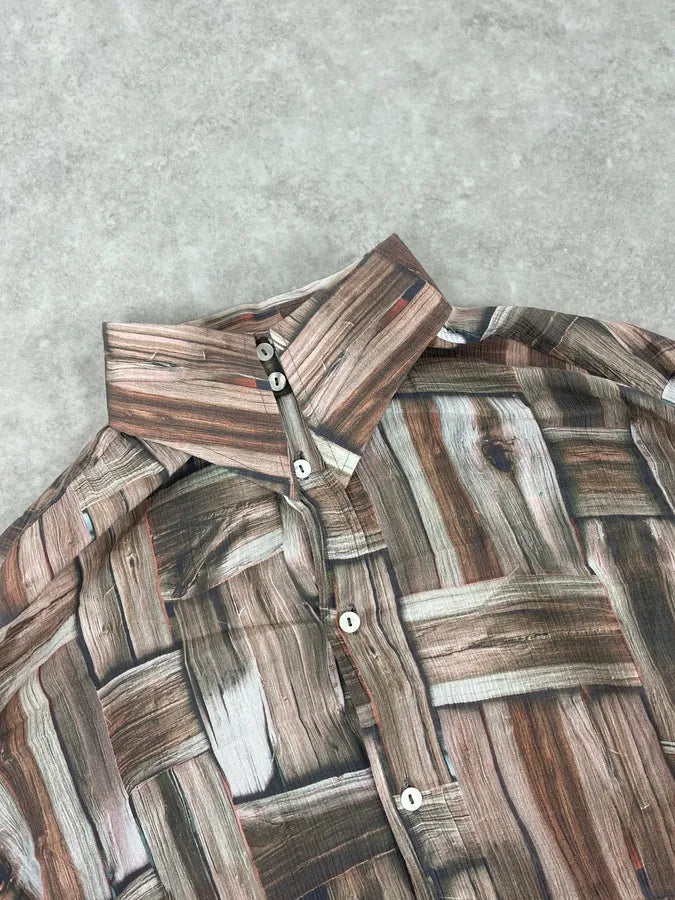 SS2002 Dolce & Gabbana Beige & Brown Abstract Shirt pVVdmxl 4