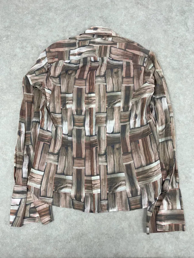 SS2002 Dolce & Gabbana Beige & Brown Abstract Shirt pVVdmxl 6