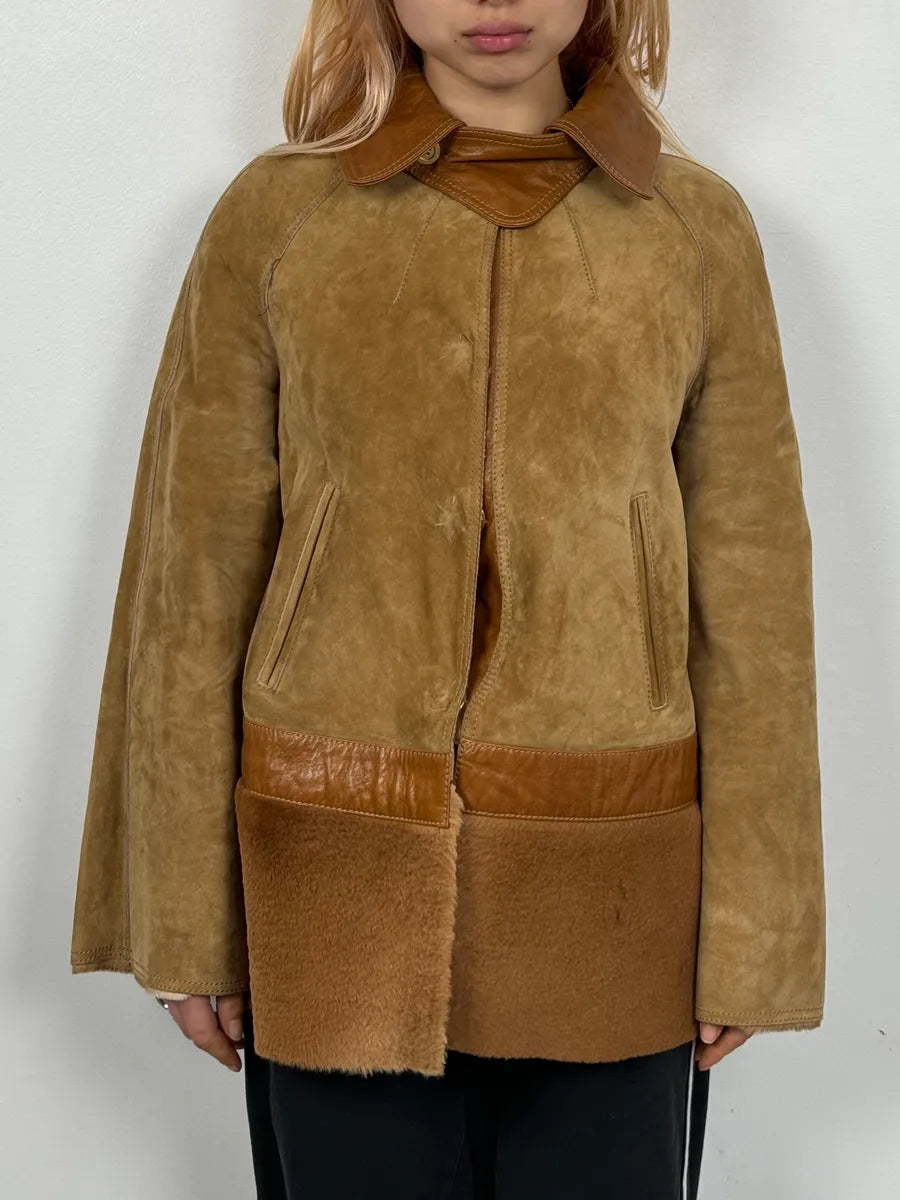 2000s Dolce & Gabbana Beige & Brown Hybrid Fur Leather Jacket mrbXaxK 1