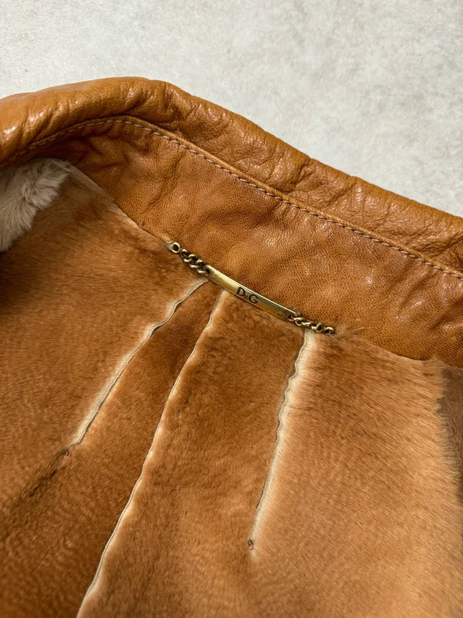 2000s Dolce & Gabbana Beige & Brown Hybrid Fur Leather Jacket mrbXaxK 8
