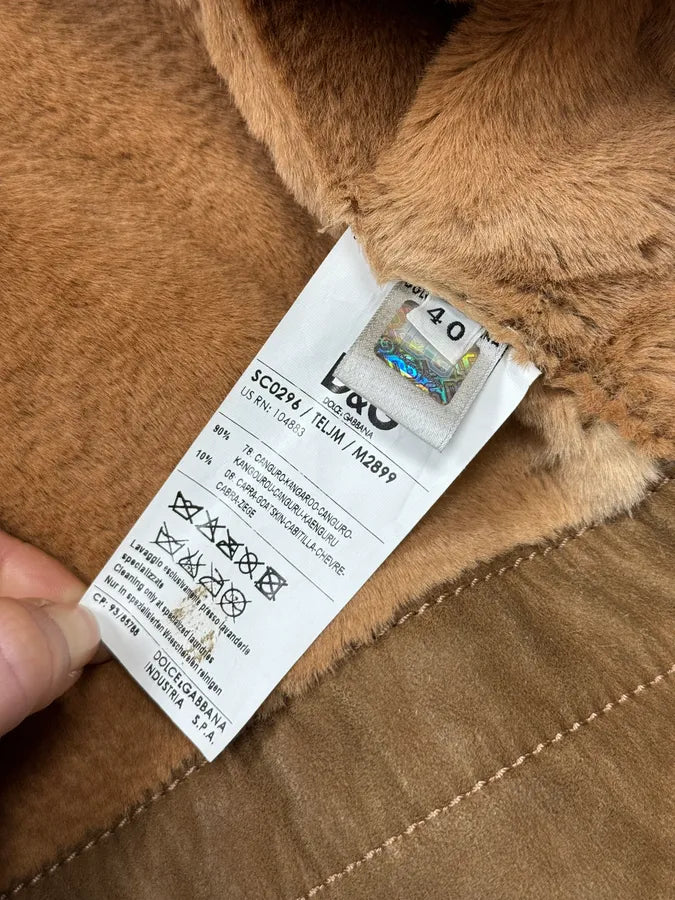 2000s Dolce & Gabbana Beige & Brown Hybrid Fur Leather Jacket mrbXaxK 9