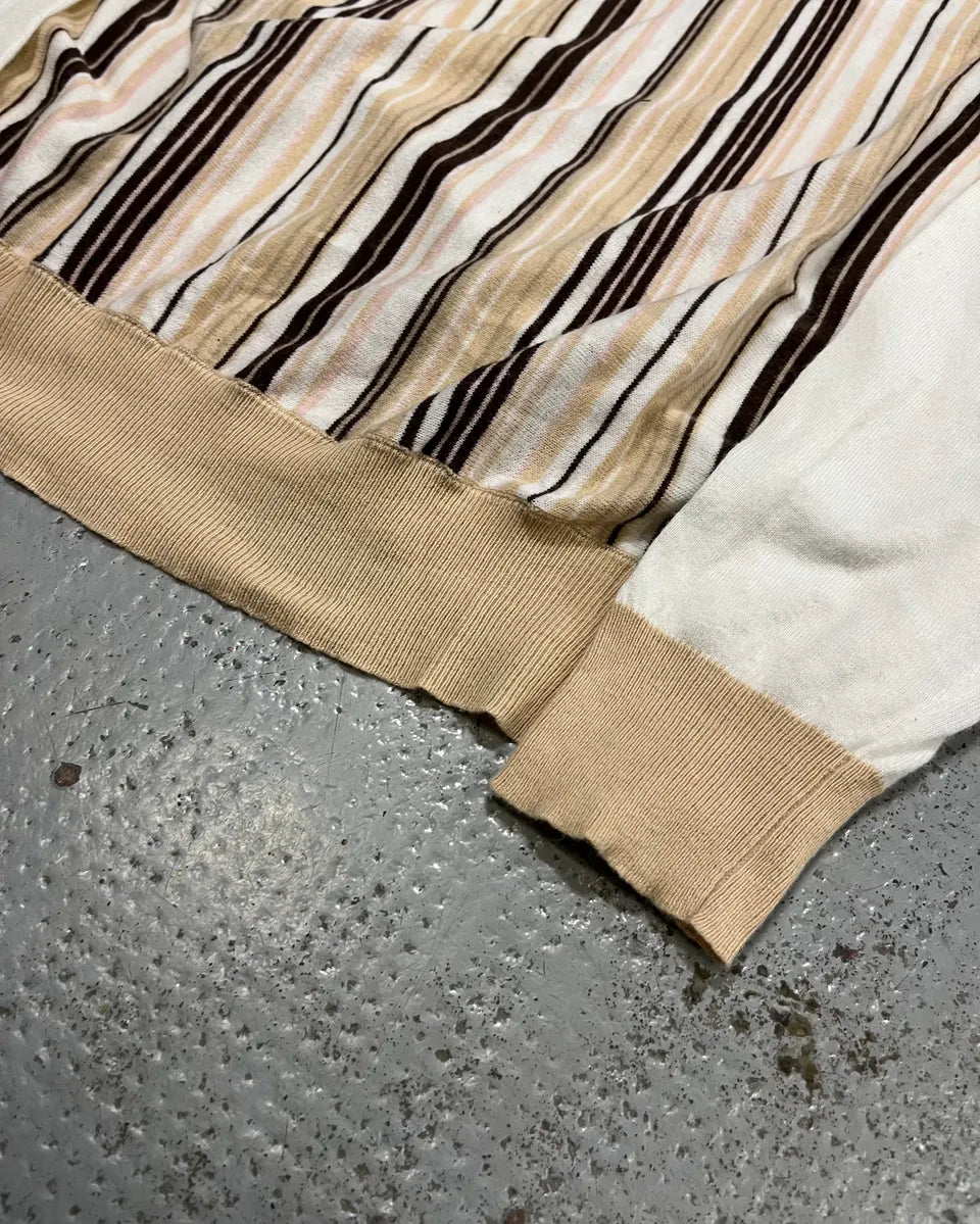 2000s Dolce & Gabbana Beige & White Striped Polo Sweater DAWJkRq 5