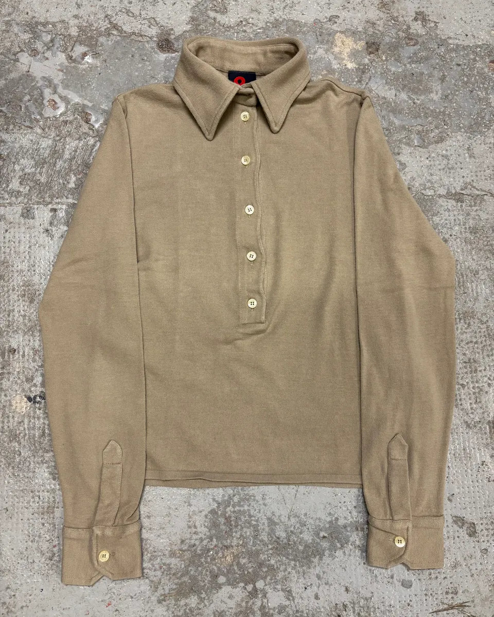 2000s Dolce & Gabbana Beige Buttoned Longsleeves Polo CbEavAi 0