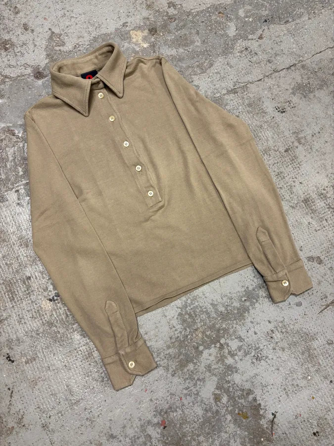 2000s Dolce & Gabbana Beige Buttoned Longsleeves Polo CbEavAi 1