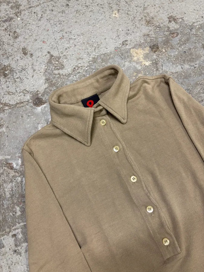 2000s Dolce & Gabbana Beige Buttoned Longsleeves Polo CbEavAi 2