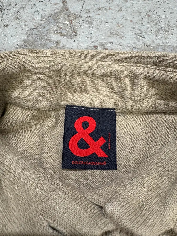 2000s Dolce & Gabbana Beige Buttoned Longsleeves Polo CbEavAi 5