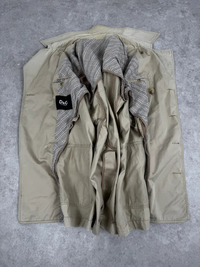 2000s Dolce & Gabbana Beige Buttoned Trench Coat ltCRDKR 7