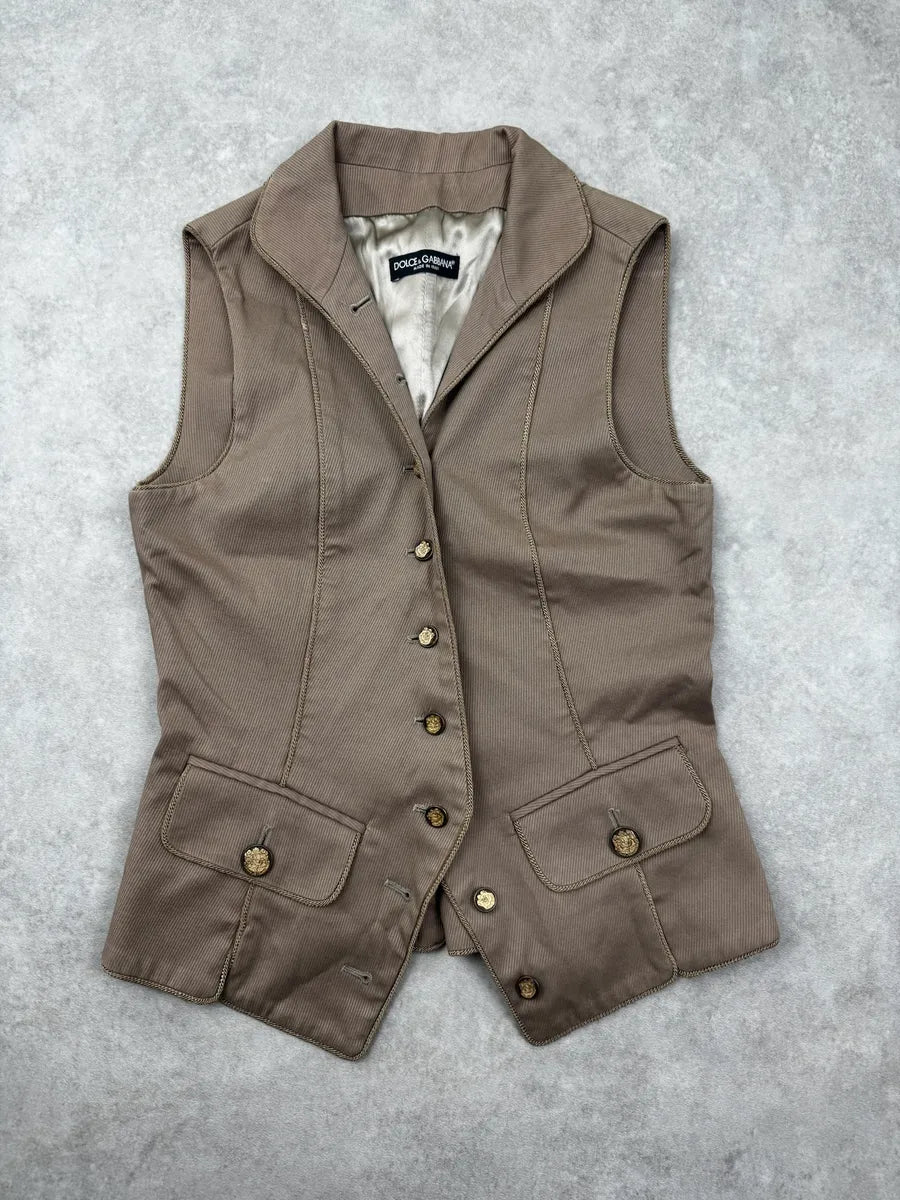 2000s Dolce & Gabbana Beige Buttoned Vest bZCHvYN 2