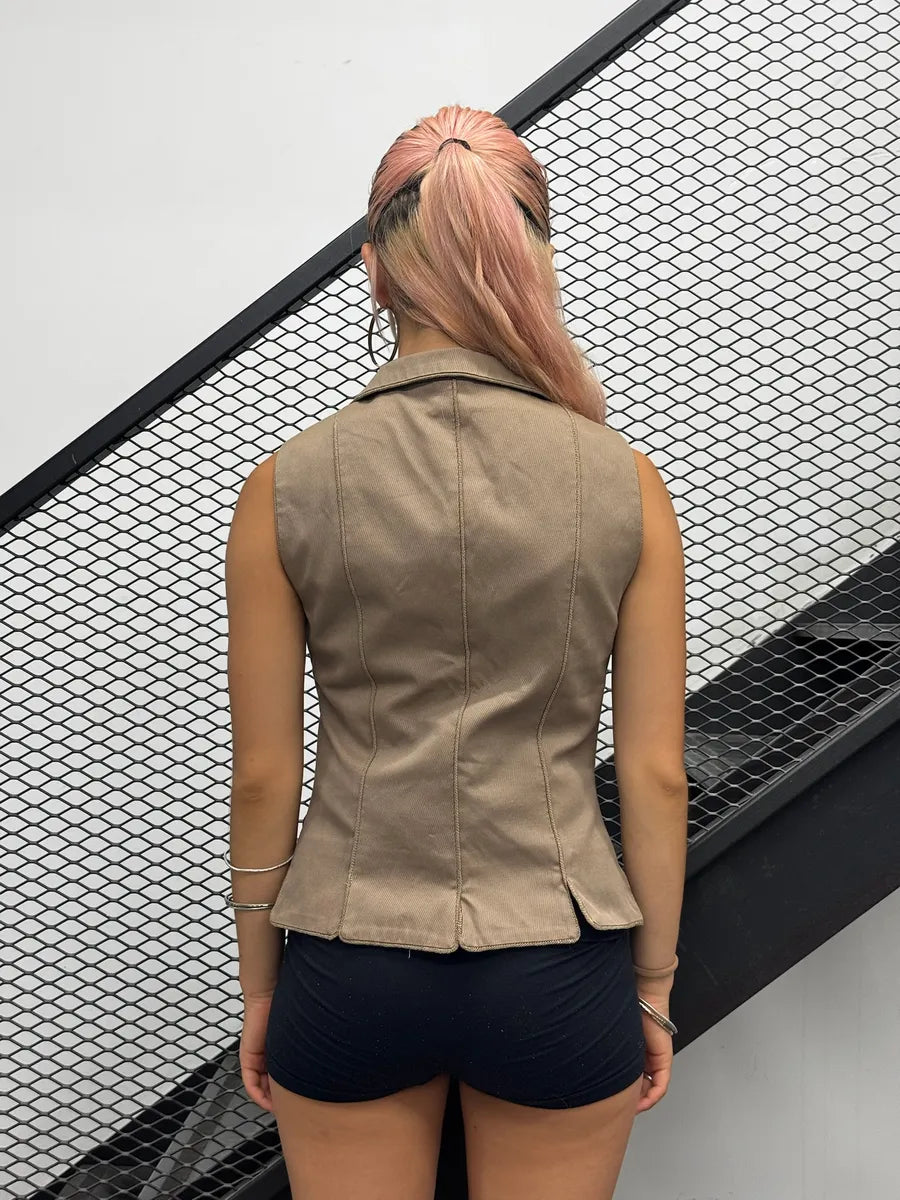 2000s Dolce & Gabbana Beige Buttoned Vest bZCHvYN 1