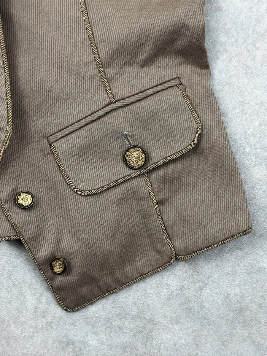 2000s Dolce & Gabbana Beige Buttoned Vest bZCHvYN 8