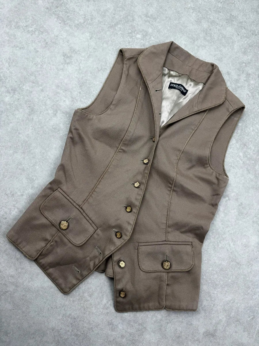 2000s Dolce & Gabbana Beige Buttoned Vest bZCHvYN 3