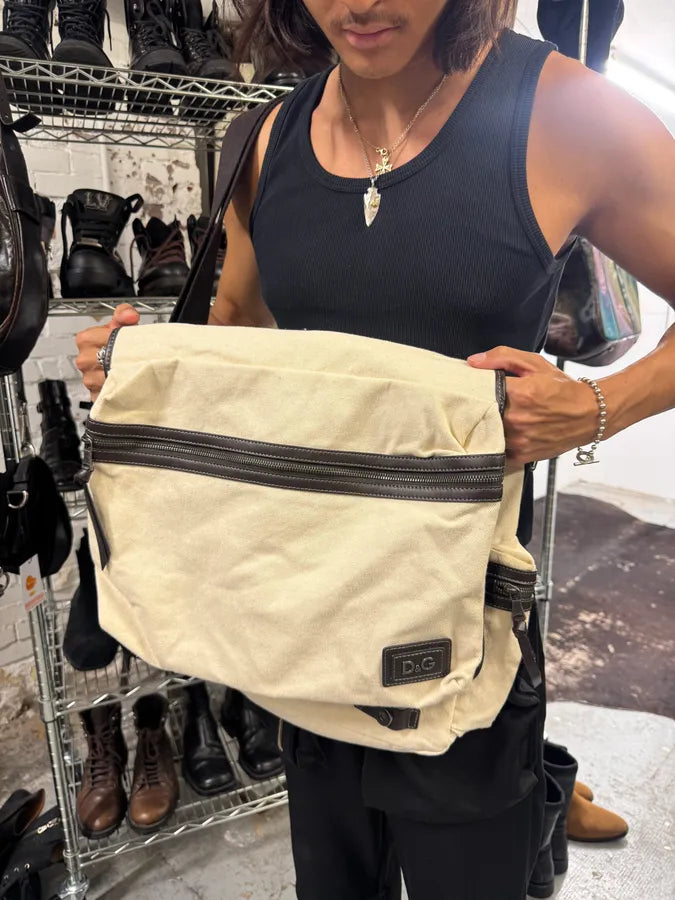 2000s Dolce & Gabbana Beige Canva Cargo Shoulder Bag UfouKwM 2