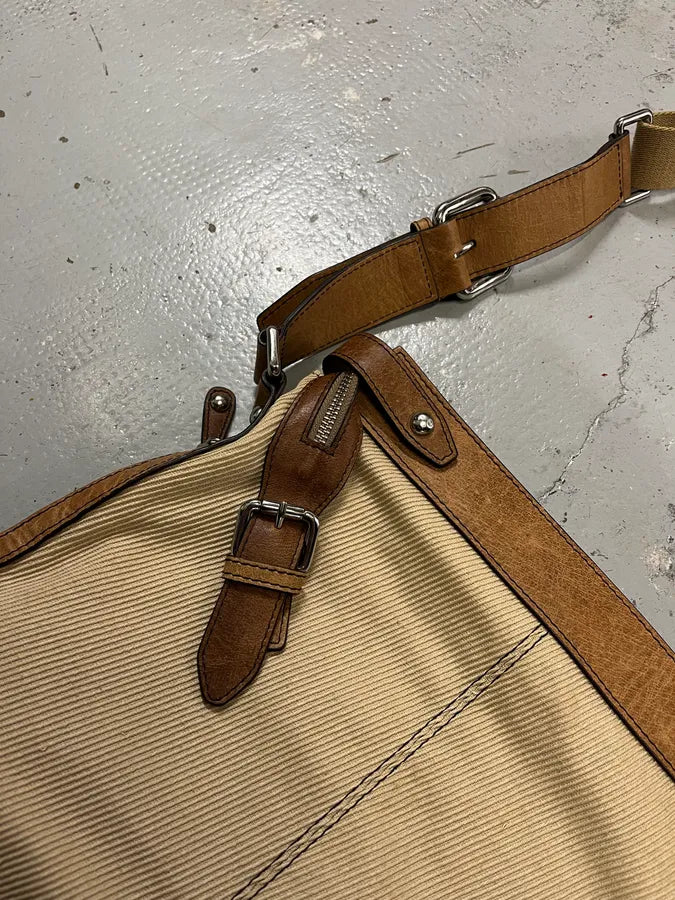 2000s Dolce & Gabbana Beige Canva Leather Shoulder Bag SHorgqk 4