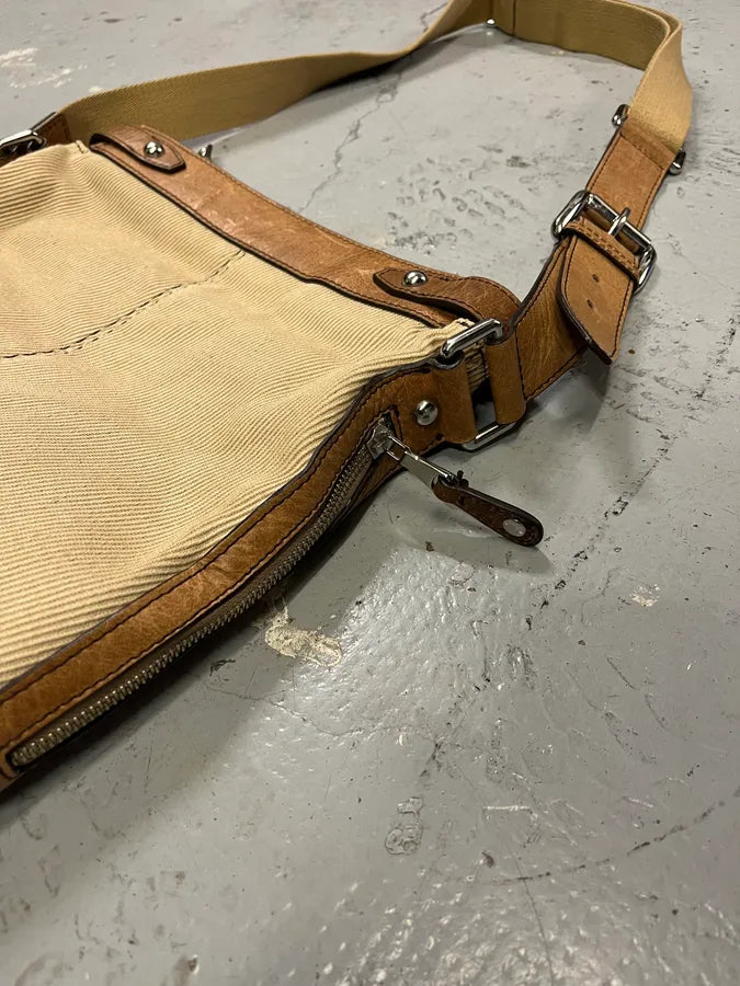 2000s Dolce & Gabbana Beige Canva Leather Shoulder Bag SHorgqk 6