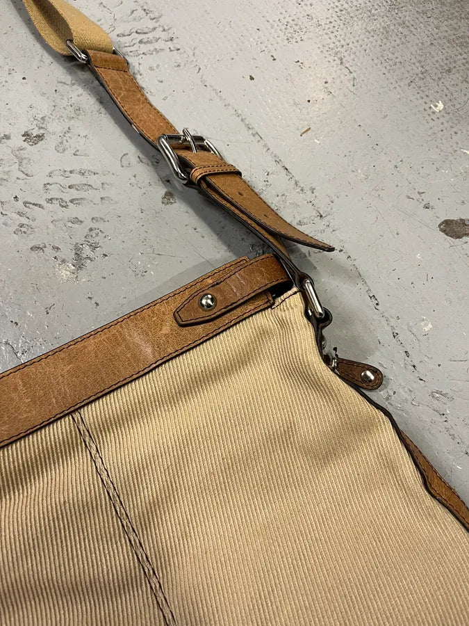 2000s Dolce & Gabbana Beige Canva Leather Shoulder Bag SHorgqk 7