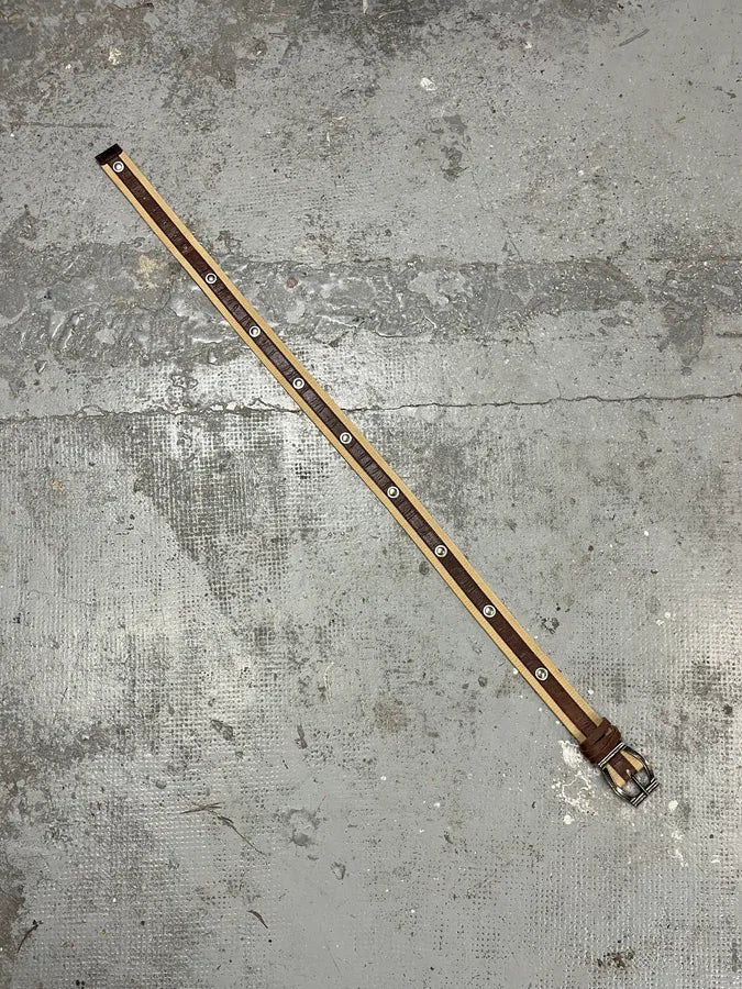 2000s Dolce & Gabbana Beige Canvas & Brown Leather Belt GncZUgg 7