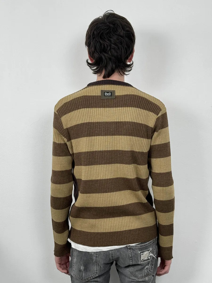 2000s Dolce & Gabbana Beige Checkered Classy Wool Sweater SXUENGD 2