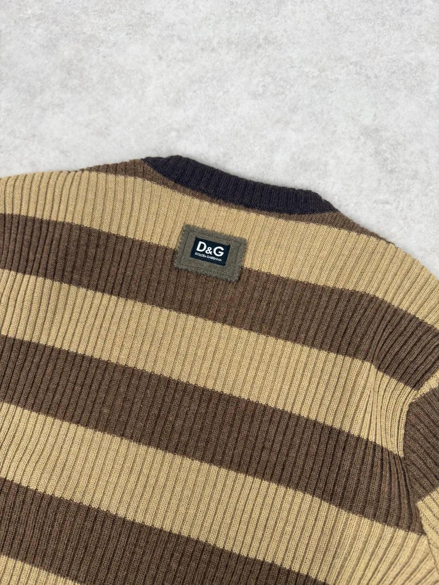 2000s Dolce & Gabbana Beige Checkered Classy Wool Sweater SXUENGD 5