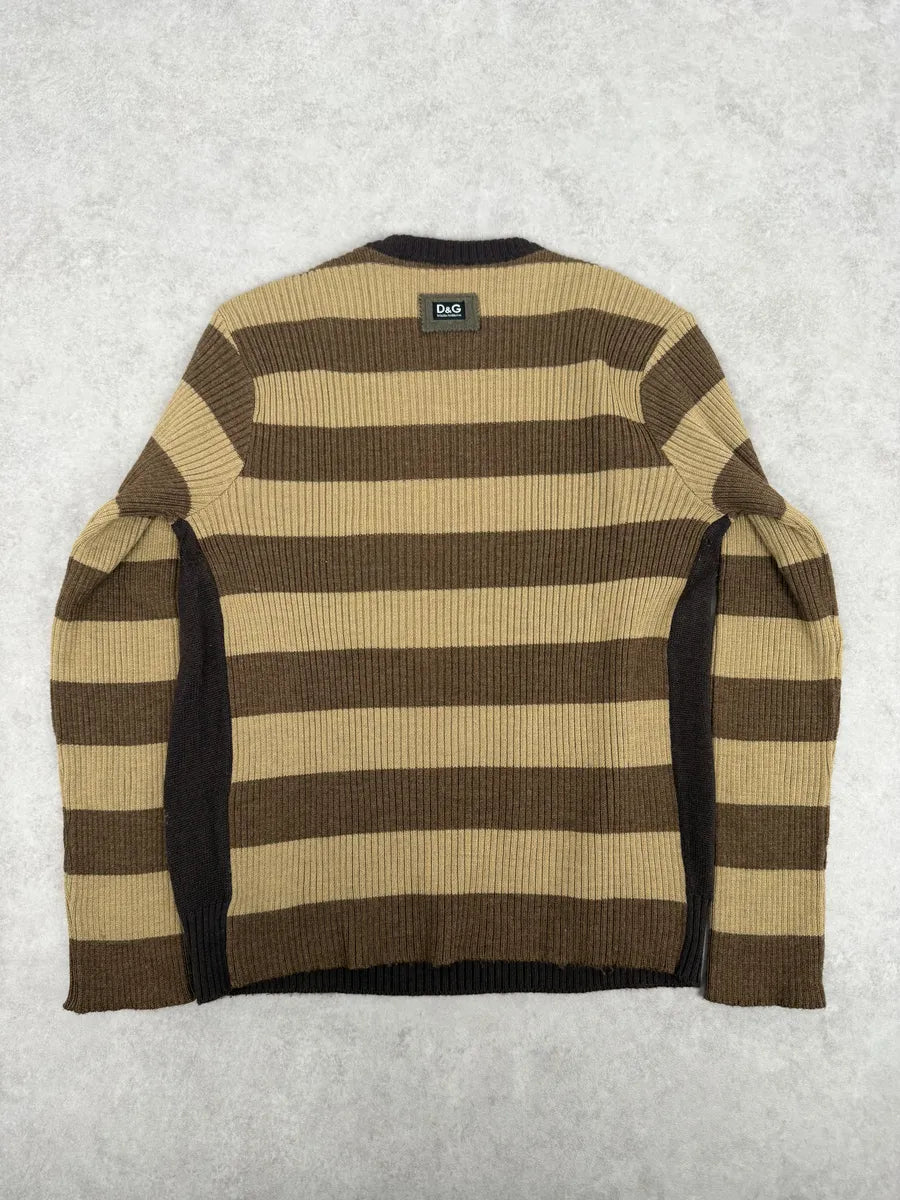 2000s Dolce & Gabbana Beige Checkered Classy Wool Sweater SXUENGD 6