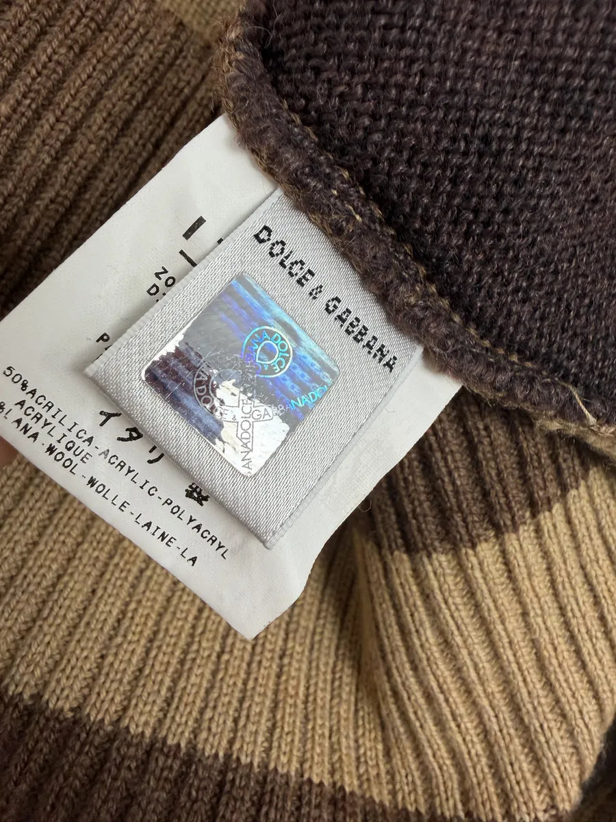 2000s Dolce & Gabbana Beige Checkered Classy Wool Sweater SXUENGD 7