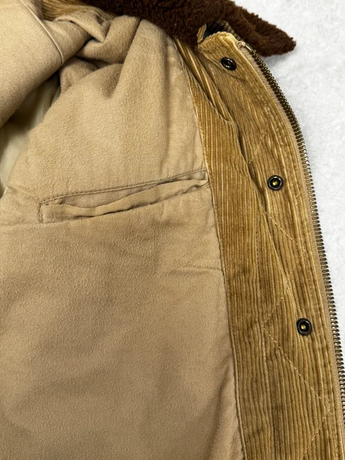 2000s Dolce & Gabbana Beige Corduroy Brown Collar Jacket OnUZRnF 10