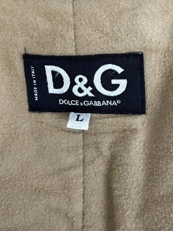 2000s Dolce & Gabbana Beige Corduroy Brown Collar Jacket OnUZRnF 12