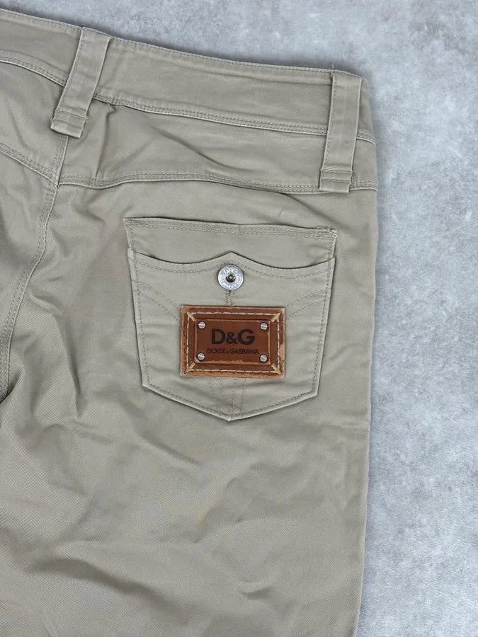 2000s Dolce & Gabbana Beige Cotton Cargo Chinos PpUhWTL 7