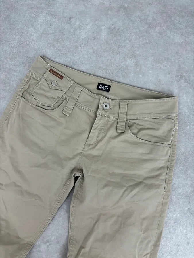 2000s Dolce & Gabbana Beige Cotton Cargo Chinos PpUhWTL 5