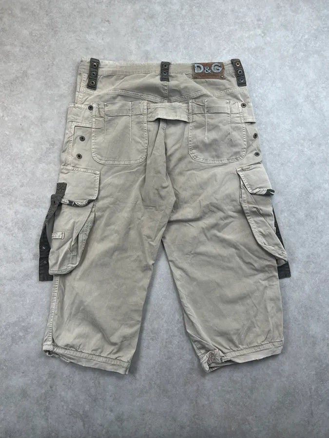 SS2004 Dolce & Gabbana Beige Aviator Parachute Cargo Shorts VCVVeNx 7