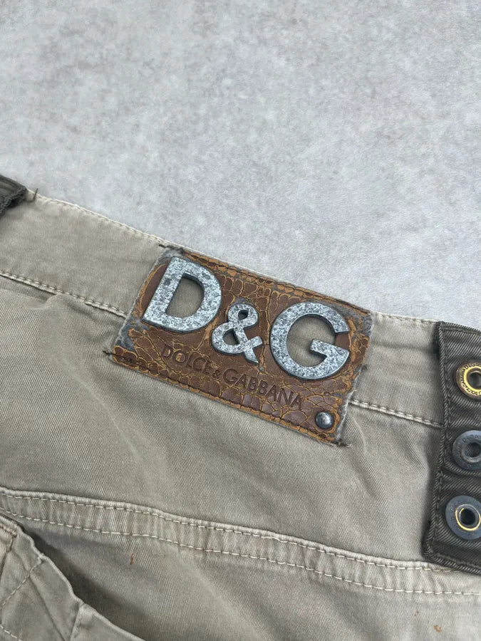 SS2004 Dolce & Gabbana Beige Aviator Parachute Cargo Shorts VCVVeNx 8